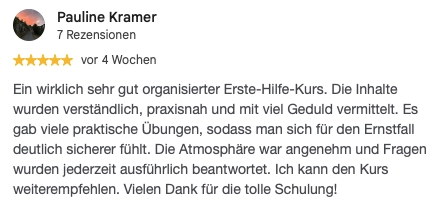 Begeisterte Kursteilnehmer teilen ihre Erfahrungen. Lesen Sie authentische Google-Bewertungen zu unseren Kursen und finden Sie den passenden Weg für Ihren Erfolg.“